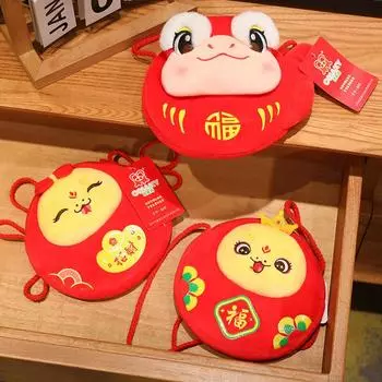 Талисман года Змеи, кукла-кошелек, кукла-змея со знаком зодиака, ежегодное собрание компании, небольшой подарок, красный пакет, милая плюшевая игрушка в виде змеиного малыша 18cm