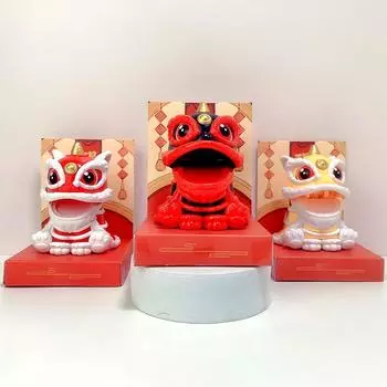 Талисман Украшение Китайский Стиль Счастливый Танцующий Лев Модель Украшение Дома На Солнечной Энергии Праздничные Подарки Приносят Богатство Удачу красный