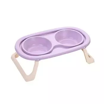 Tall Feet Double Cat Bowl Neck Protection Cat Feeding Bowl Pet Water Food Bowl For Puppy Kitten purple-A