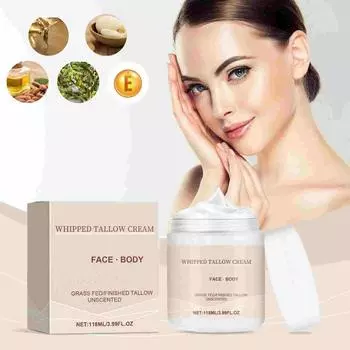 Tallow Balm, веганский бальзам с маслом ши для ухода за лицом и телом, натуральный увлажняющий крем с маслом ши для сухой, чувствительной кожи, 3,99 жидких унций/118 мл One Size белый