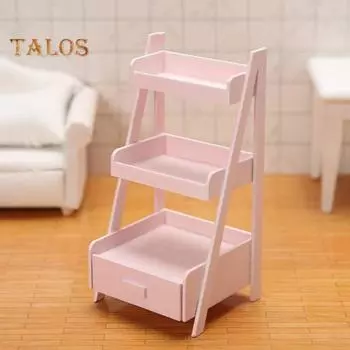 TALOS 1:12 книжная полка для кукольного домика, реалистичная функция хранения, деревянная компактная миниатюрная витрина, детская игрушка белый