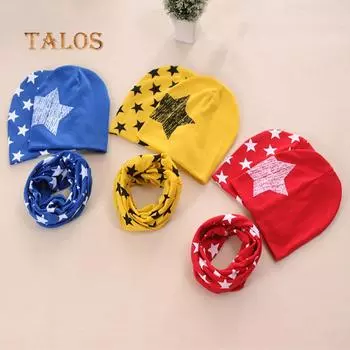TALOS 3шт шапка-бини со звездным принтом, шарф, комплект, осенне-зимняя вязаная крючком детская шапка для младенцев One Size розовый