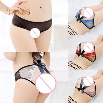 TALOS Цветочное вышитое нижнее белье Прозрачные трусы Женские трусики-брифы с открытой спиной Free Size