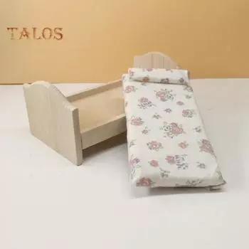 TALOS имитация кровати DIY Mini деревянная кровать 1:12 миниатюрная кукольная кровать цвет старого дерева