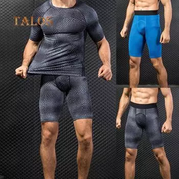 TALOS Мужские компрессионные колготки Быстросохнущие шорты для фитнеса Спортивная одежда для бега в тренажерном зале Брюки S чёрный