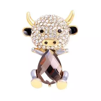 Talos унисекс, инкрустированные стразами, прекрасная брошь в форме коровы со знаками зодиака, тканевые булавки, ювелирные изделия, подарок золотистый