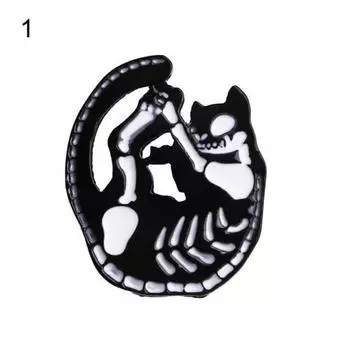 Талос унисекс ретро птица кошка скелет эмалированная брошь значок на булавке джинсовая куртка воротник значок