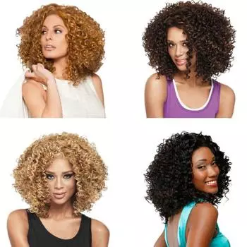 Талос женская мода длиной до плеч мини вьющиеся афроамериканские афро волосы полный парик