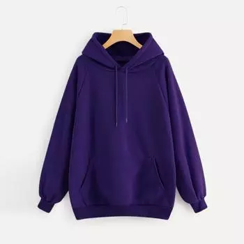 TAM Женская повседневная однотонная толстовка с капюшоном и карманами и длинными рукавами S красный