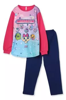 Тамагочи Светящийся картонный трикотажный длинный рукав пижамы 562 [Bandai] для девочек розовый