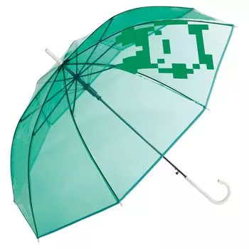 Tamagotchi x Skeleton Green Long Umbrella Outer Rib 61cm Large Jump Character Collaboration Game Stylish Cute Shiny Retro [2024] Wpc. [Vinyl Umbrella]
