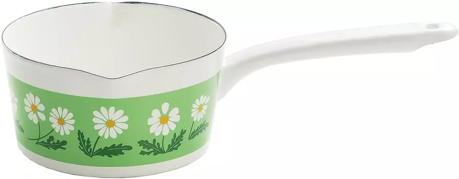 Сковорода для молока Tamahashi, эмаль 15 см, огнестойкая, изготовлена в Японии, Adelia Retro White, Nobana IH/Gas ADR-22