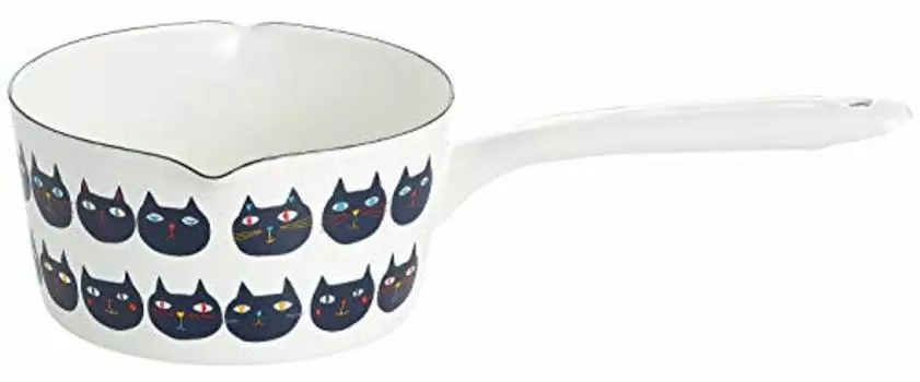 Tamahashi YJM-100 Milk Pan, Enamel, 5.9 inches (15 cm), Compatible with Induction and Gas Fires, Made in Japan, Prunes, White