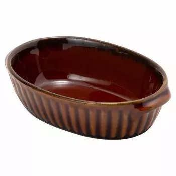 TAMAKI Gratin Dish Gathered Brown Diameter x Depth x Height 480ml Safe 18.5 11.7 4.8cm Microwave/Dishwasher/Oven T-763049 коричневый