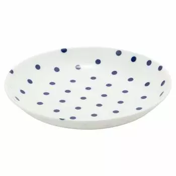 TAMAKI Plate Indigo Dot Diameter 22 x Height 3.5cm MicrowaveDishwasher Safe Made in Japan T-760215