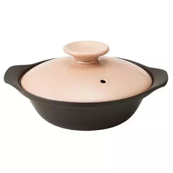 TAMAKI Thermatech Single Use Ultra Light Direct Fire Shallow Pot Size Pink Beige Height 11cm Easy to Use Light Ceramic 720ml 6.5 22.5x19.5x T-960356