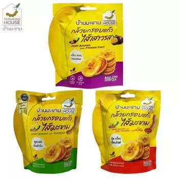Tamarind House Crispy Banana with Fruits, Passion Fruit, Тамаринд, Пряный Тамаринд, 45 г. х 1/3 шт - Тайская закуска 45 g.