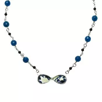 Tamarusan Blue Bow Tie Choker Quartz Onyx Ожерелье Подарок Стильная Роскошь [TAMARUSAN]