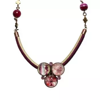 TAMARUSAN Necklace Silk String Agate Braid Pink Hematite Gift Stylish Luxury (dyed)