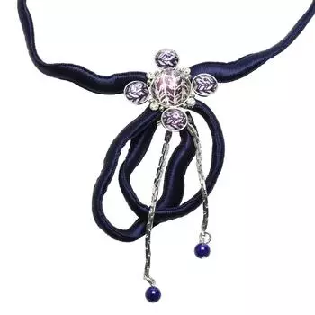 Tamarusan Ribbon Choker Herringbone Leather String Lapis Lazuli Gift Stylish Luxury [TAMARUSAN]