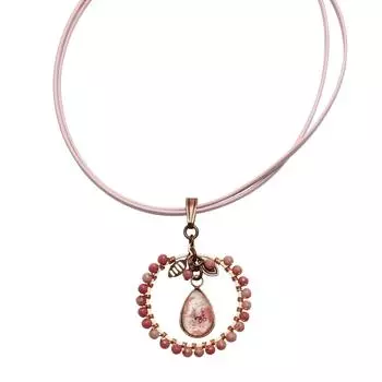 Tamarusan розовый чокер родонитовый обруч двойной кожаный ремешок подарок стильный роскошный [TAMARUSAN]