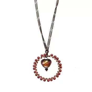 TAMARUSAN Сердце Ноты Ожерелье из бисера и родонита (Тамарусан)