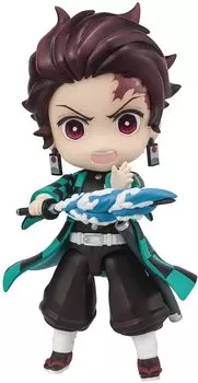 TAMASHII NATIONS Figuarts mini Demon Kimetsu no Yaiba Kamado Tanjiro, вододышащая 90 мм, окрашенная подвижная фигурка, убийца, прибл.. ПВХ и АБС коричневый