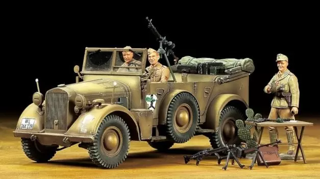 Tamiya 135 Italeri Series немецкая армейская средняя военная машина Horch Kfz.15 Североафриканский фронт Пластиковая модель 37015 Цвет литья