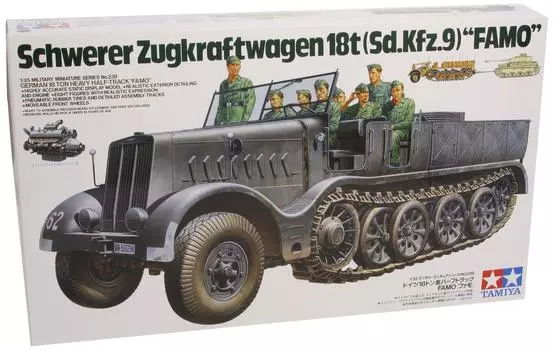 Tamiya 135 Military Miniature Series No.239 German Army 18 Ton Heavy Half Track FAMO Plastic Model 35239