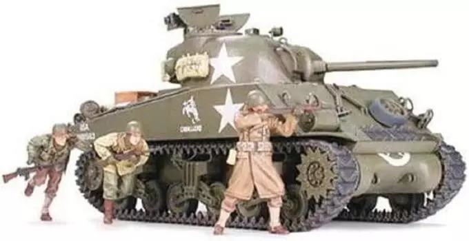 TAMIYA 135 Military Miniature Series No.250 U.S. Army M4A3 Sherman with 75mm gun, late model, front line breakthrough plastic model 35250