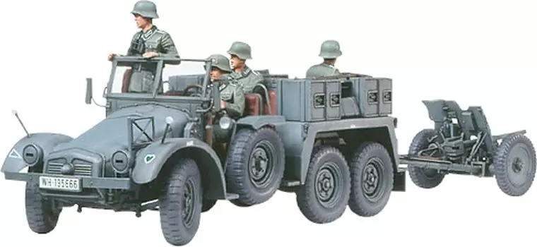 Tamiya 135 Военная миниатюра Серия № 259 Немецкая армейская буксируемая противотанковая пушка Krupp Protze 64 3,7 см Пластиковая модель 35259