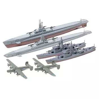 Tamiya 1/700 Waterline Series №903 США. Подводная лодка класса «Гато» ВМС Японии Нет. Набор из 13 подводных лодок-охотников по 2 штуки, пластиковая модель 31903, серый, красный