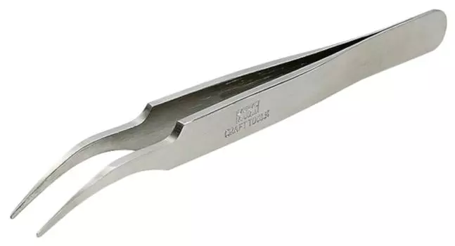 Tamiya Craft Tool Series Precision Tweezers Round Neck Type Plastic Model Tool 74108 No.108 Tip/Crunch