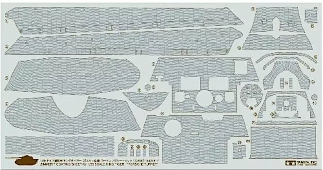 TAMIYA Detail Up Parts Series German Army King Tiger Porsche Turret Coating Sheets Set Plastic Model Parts 12649 1/35 No.49