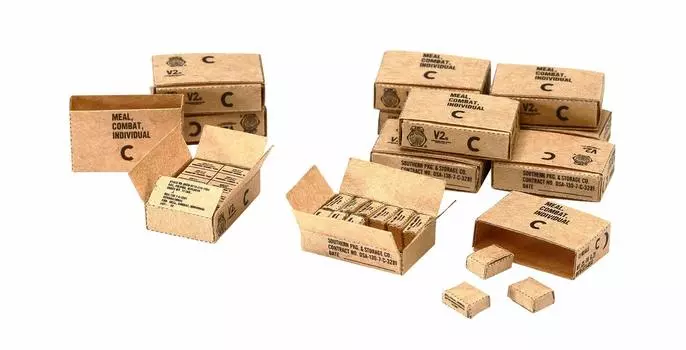 Tamiya Detail Up Parts Series US Army MCI Ration Carton Пластиковая модель 12685 1/35 № 85 (война во Вьетнаме)