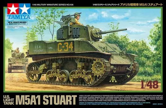 Tamiya Military Miniature Series Американский легкий танк M5A1 Stuart Пластиковая модель 32606 1/48 № 106 (танк)