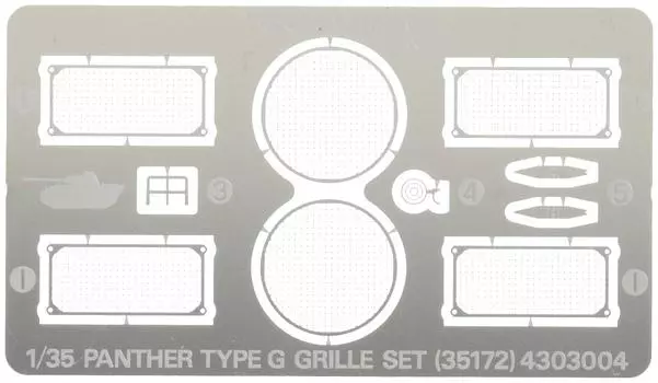 Tamiya Military Miniature Series German Army Panther G Type Etched Grill Set Пластиковые детали для модели 35172 1/35 № 172