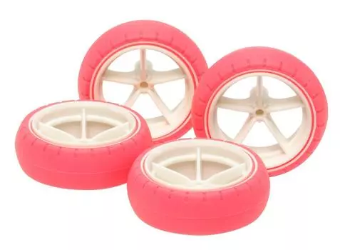 Tamiya Mini 4WD Limited Series Large Diameter Narrow Glass Fiber Wheel Barrel Tire 94767 & (Fluorescent Pink)