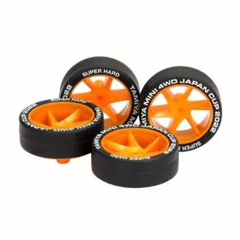 Tamiya Mini 4WD Limited Super Hard Low Height Tire & Spiral Wheel J-CUP 2022 95152 Orange