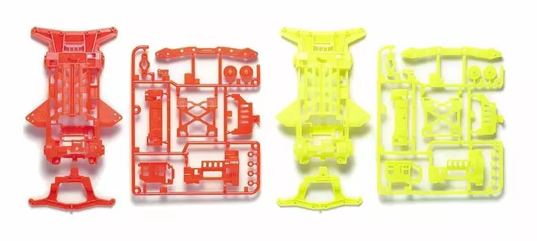 Tamiya Mini 4WD Special Product Super XX Fluorescent Color Chassis Set 95479 Orange/Yellow
