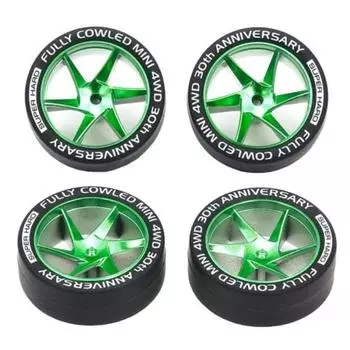 Tamiya Mini 4WD Special Project Full Cowl Mini 4WD 30th Anniversary Super Hard Low Height шины и матово-зеленые диски с покрытием 95666 (Мини 4WD)