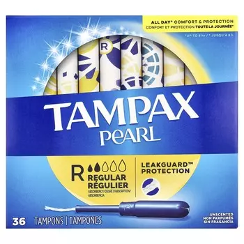 Tampax, жемчужный, обычный, без запаха, 36 тампонов