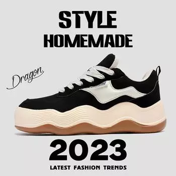 Tan Jianji Zhao Ruth Xu Lu same big wave bread shoes men s thick-soled cowhide color matching thick-soled muffin couple shoes 36