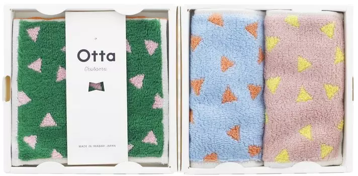 Tanaka Sangyo Imabari Towel Handkerchief Towel Otta Half Towel Handkerchief Gift Set Same Pattern Made in Japan 25 x Set of 3 (Blue, Pink, Green)