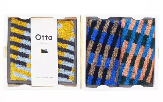 Tanaka Sangyo Imabari Towel Towel Handkerchief Otta Half Towel Handkerchief Gift Set Set of 3 Same Pattern Made in Japan 25 x 23-55 (Green, Blue,