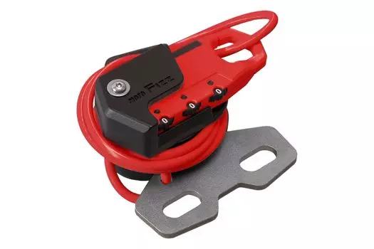 TANAX Motorcycle Helmet Wire Handlebar Clamp Combination 600m Anti-Theft Lock, Mount, Straight, Red, 3-Digit Lock, (MF-4769)