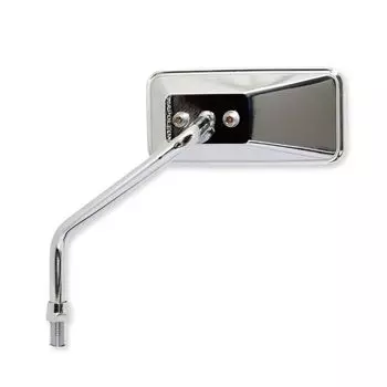 Tanax Napoleon Custom Square Motorcycle Chrome Left Mirror, Plated, Blue, Side, 10mm, Right-Handed Thread, ACB-101-10L