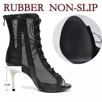 Танцевальная обувь, элегантные шлепанцы на высоком каблуке-шпильке, женская обувь, черные женские ботинки больших размеров, танцевальные джазовые бальные туфли 35