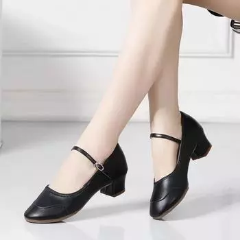 Танцевальная обувь для женщин и девочек, женская, латиноамериканская, бальная, современная, сальса, тренировочная, с закрытым носком, квадратная, мягкая резиновая подошва 33