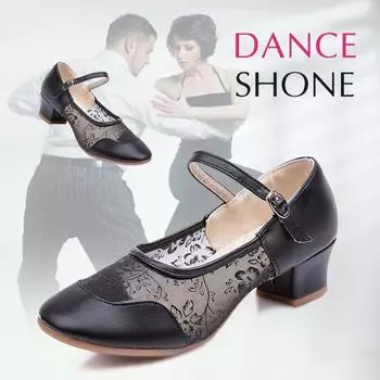 Танцевальная обувь на мягкой подошве, женская обувь для латинских танцев, обувь для квадратных танцев, дышащая обувь для бальных танцев 34 чёрный